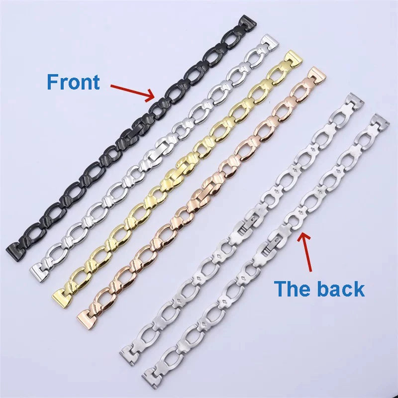 10mm 12mm 14mm For Any Brand Women Watch Band Strap Ceramic Watchband Silver Black Gold Rose Gold Mesh Belt Bracelet
