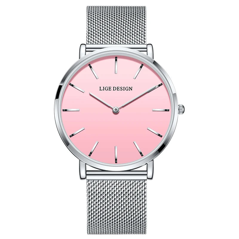 LIGE NEW 2026 TOP Elegant Women's Watches Fashion Simple Ladies Watches Quartz Waterproof Watches for Women Relogio Feminino+BOX