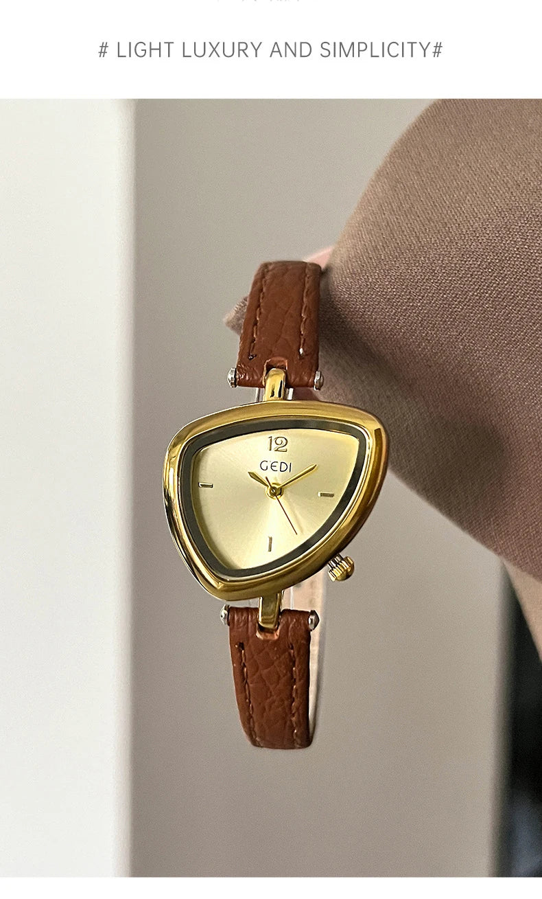 2026New Ladies Watch Versatile Irregular Triangle Dial Design Simple Waterproof High Beauty Women's Fashion Quartz Clock Watches