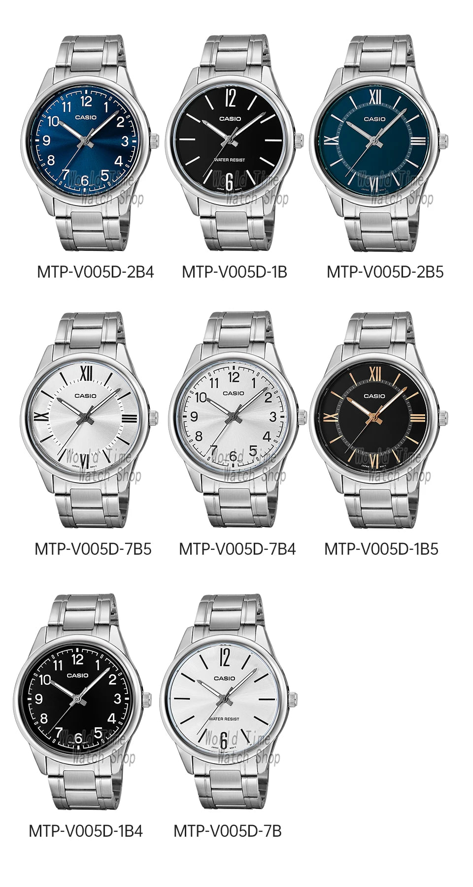 Casio Watch for Men Simple Relogio Waterproof Business Casual Watch MTP-V005D-2B4 Steel Belt Series