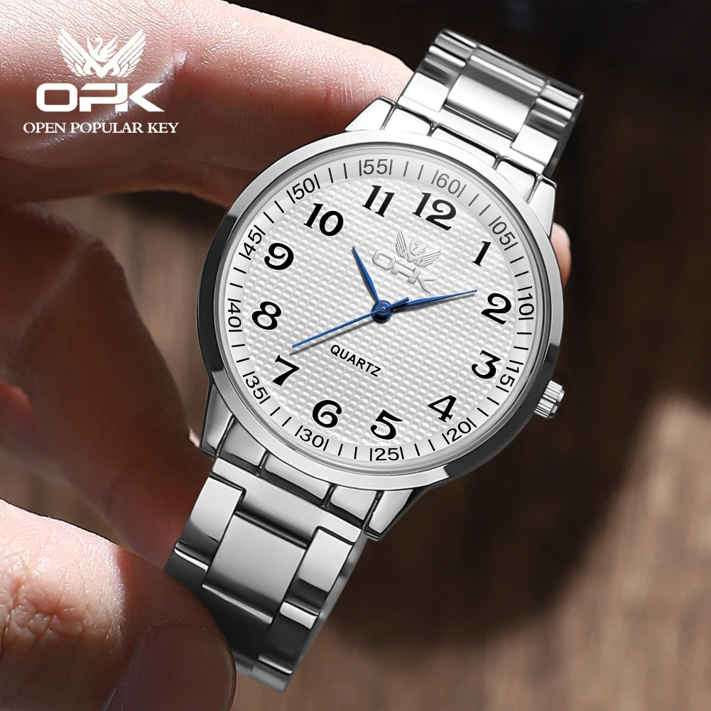 OPK 6008 Golden Stainless steel Men's Watches Roman Scale Checkered Dial Design Watch Man