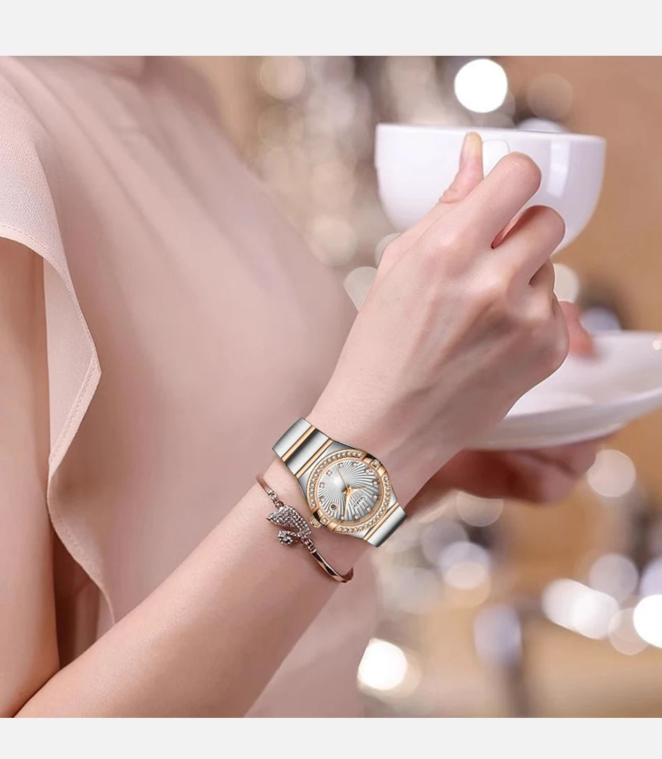 Sunkta Woman Watch LIGE Fashion Luxury Elegant Retro Diamond Simple Stainless Waterproof Casual Calendar Quartz Women's Watches