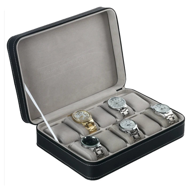 2/4/6/8/10/12 Slots Watch Suitcase Organizer Portable Zipper Watch Case Bracelets Men's and Women's Multifunctional Display Box