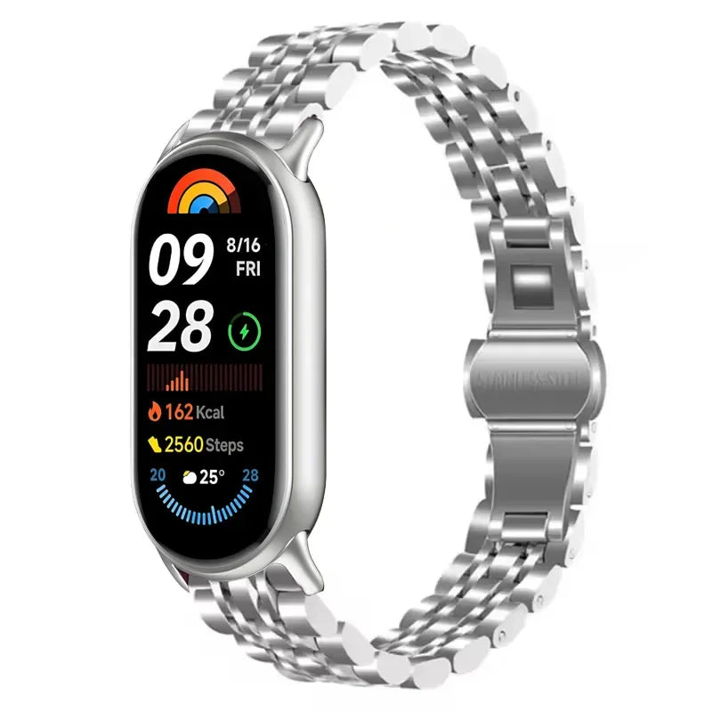 Metal Strap for Xiaomi Mi Band 10/9/8 Stainless Steel Watch Strap Correa for Miband 8/9/10 Replacement Wristband Bracelet Correa