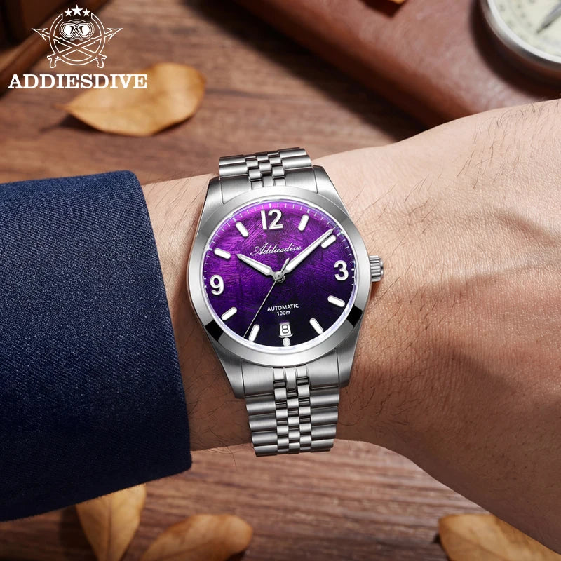 ADDIESDIVE New Watches AD2547 Sapphire 39mm Luxury Men Automatic Wristwatch Japan 8215 Mechanical BGW9 Luminous Waterproof 100m