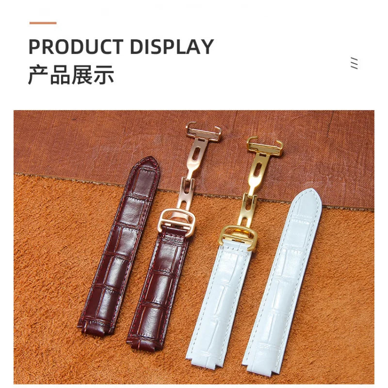 Applicable Cartier Blue Balloon Watch Strap Genuine Leather Unisex Original Folding Buckle Tail Bulge Cowhide Accessories14mm16m
