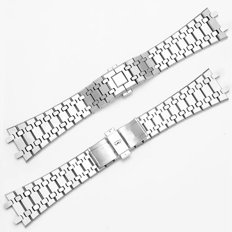 Solid Stainless Steel Watch Band For AP 15400 Audemars Piguet Royal Oak GA2100 2110 Strap Men 26mm Silver Waterproof Bracelet