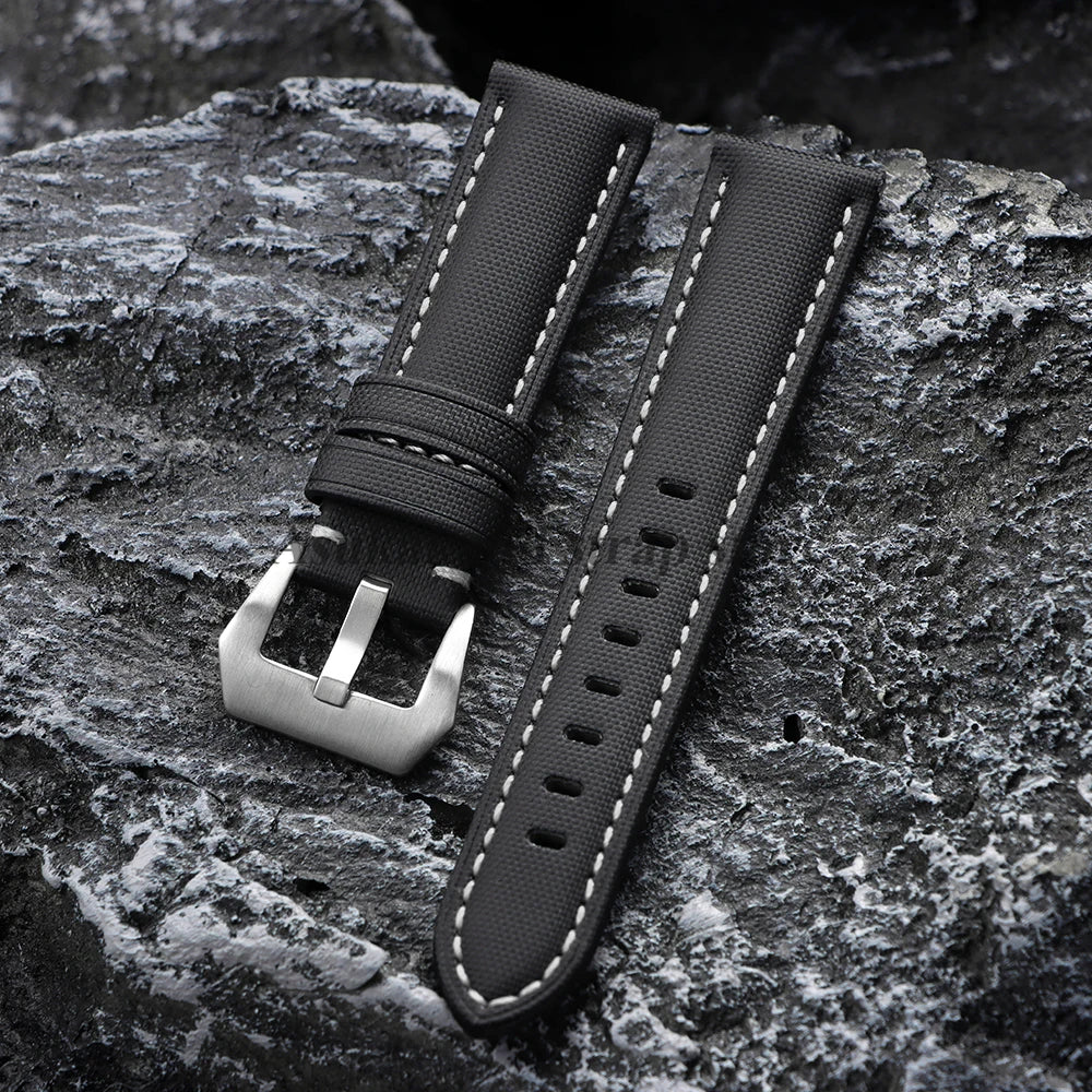 Premium Sailcloth Canvas Watch Strap for Seiko for Panerai for Blancpain 20mm 22mm 24mm Watch Band Black Blue Nylon Men Bracelet