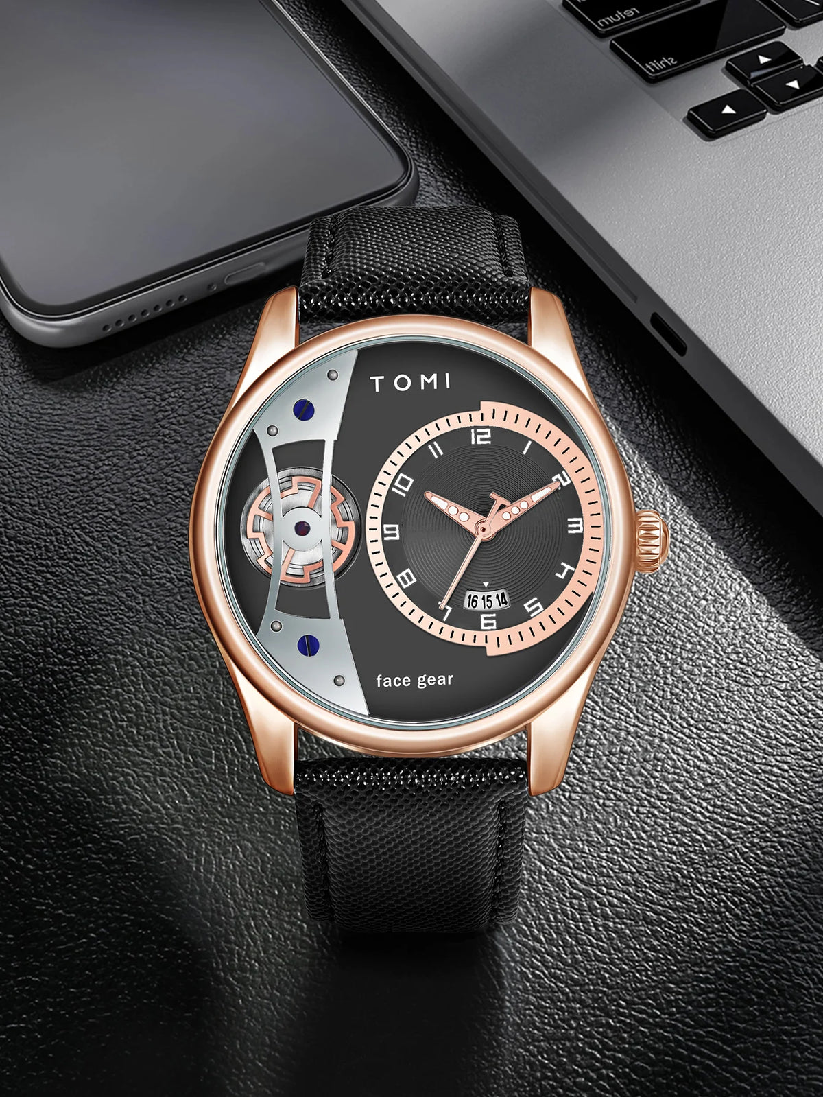 TOMI Set Gift Box for Men's Minimalist Business Quartz Watch Luxury Versatile Double Strap Detachable Watch Festival Gift