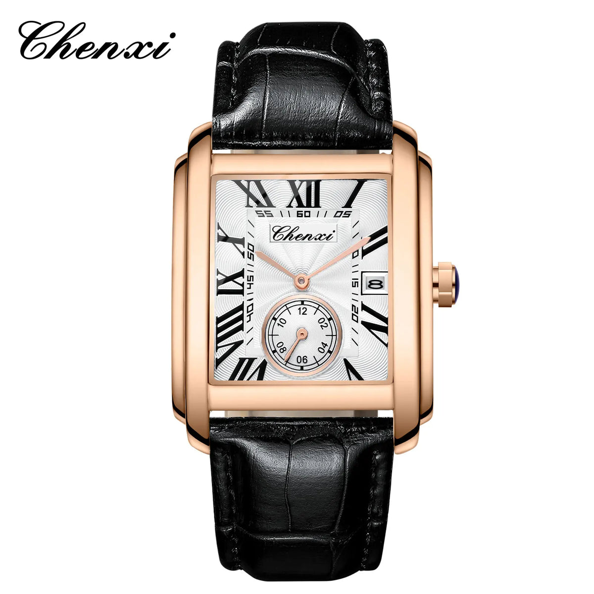 Chenxi 8216 Top Brand Rectangle Sport Men Watch Hot Sell Military Calendar Waterproof Male Genuine Leather Quartz Elegant Clock