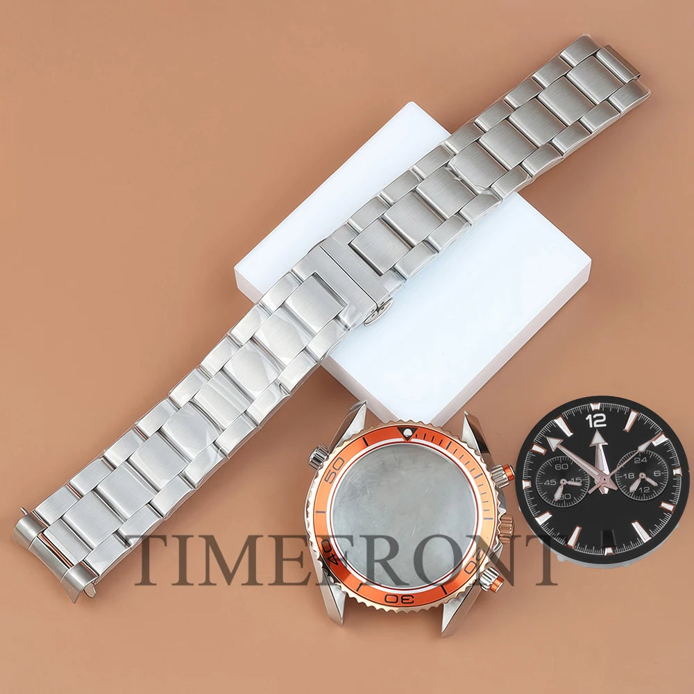 Chronograph VK63 Dial 45.5mm Dial For Seamaster 600 Waterproof Watch Case For Seiko VK63 VK64 Quartz Movement 33mm Dial 5 hands
