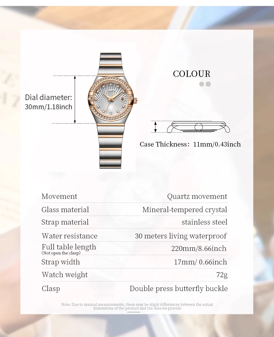 Sunkta Woman Watch LIGE Fashion Luxury Elegant Retro Diamond Simple Stainless Waterproof Casual Calendar Quartz Women's Watches