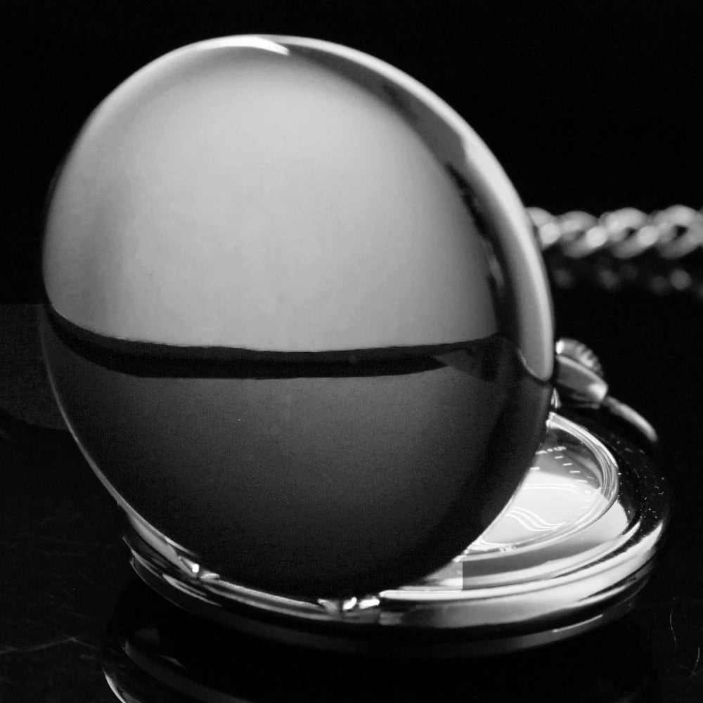 Classic Fashion 37CM Fob Chain Smooth Steel Polish Quartz Pocket Watch Mens Pendant Gifts
