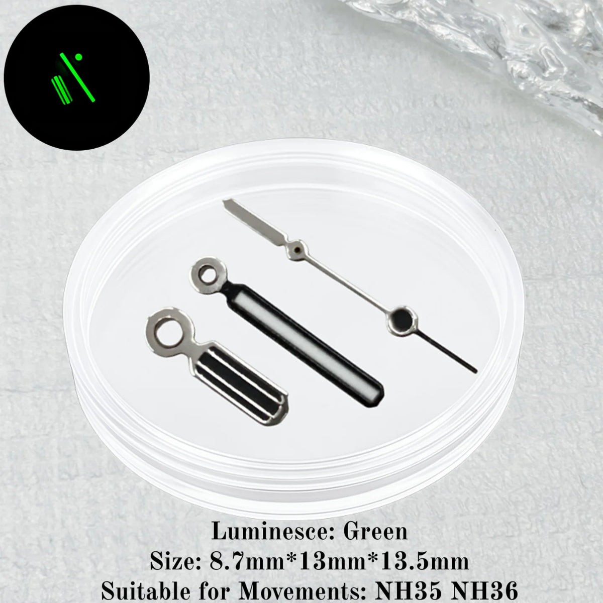 Watch Pointers Accessories Green Luminous Watch Hands for Seiko Royal Oak NH35 NH36 Automatic Movement Fits 42mm Case