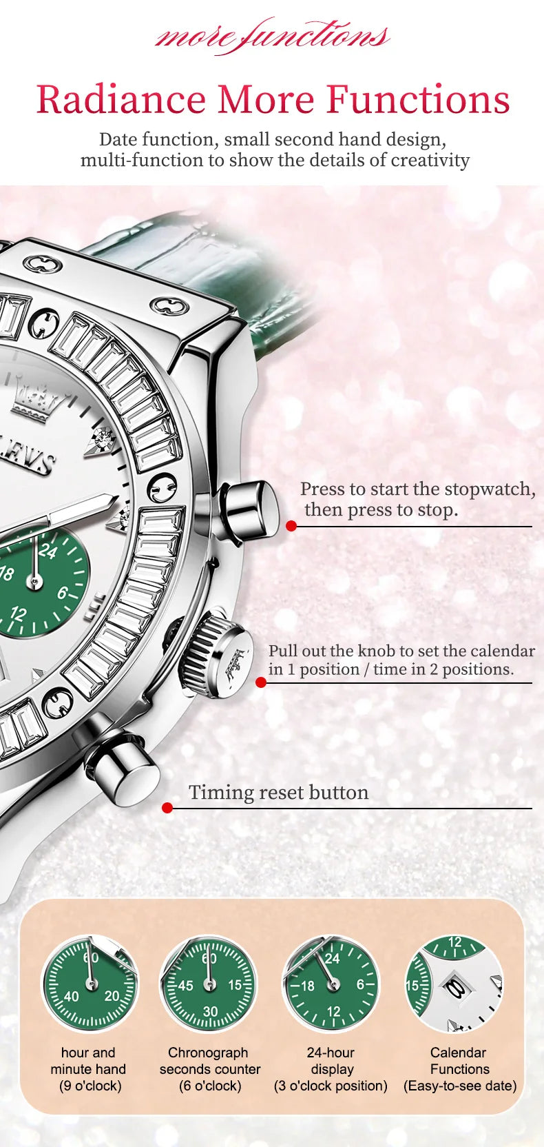 OLEVS Analog Quartz Watch for Women Leather Strap Waterproof Luxury Elegant Ladies' Watches Business Luxury Ladies Wristwatch