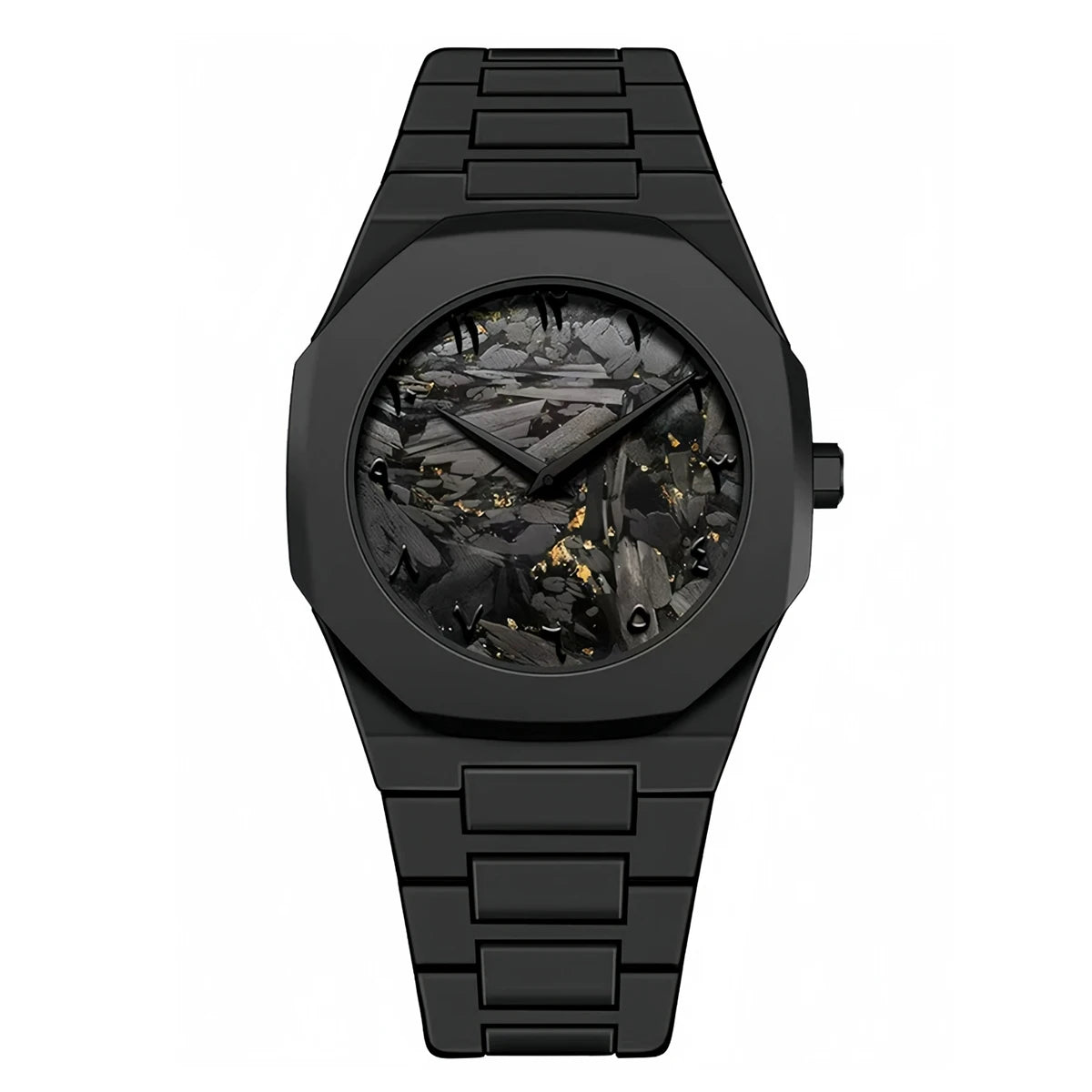 PINTIME New High-End Watches Black Quartz Watch Men's Trend Graffiti Art Quartz Watches Minimalist Business PC Strap