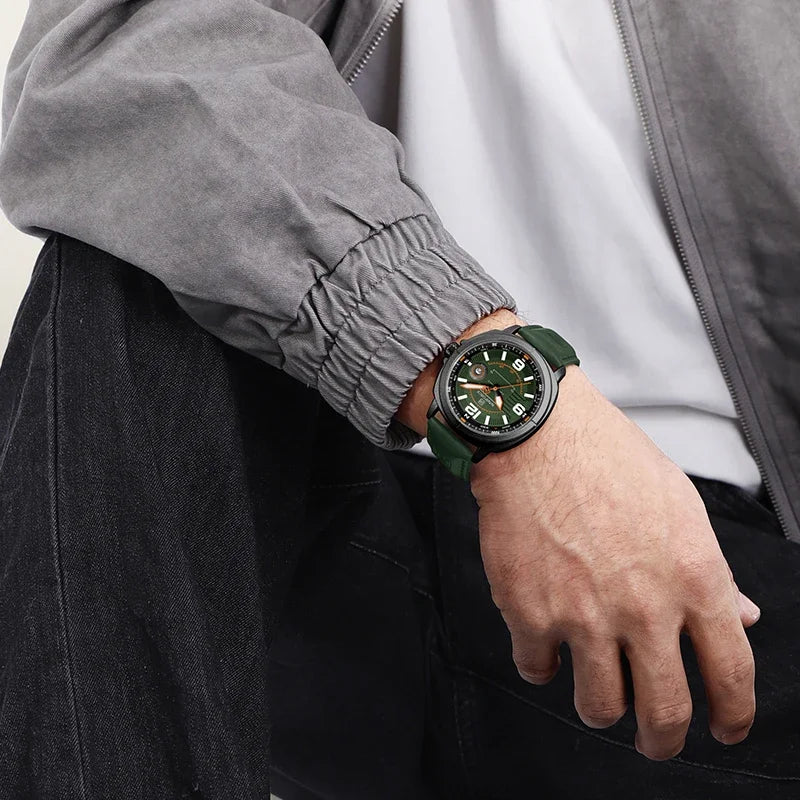 NAVIFORCE Men Quartz Watch 3ATM Waterproof Shockproof Genuine Leather Casual New Style Fashionable Daily Business Wrist Watch