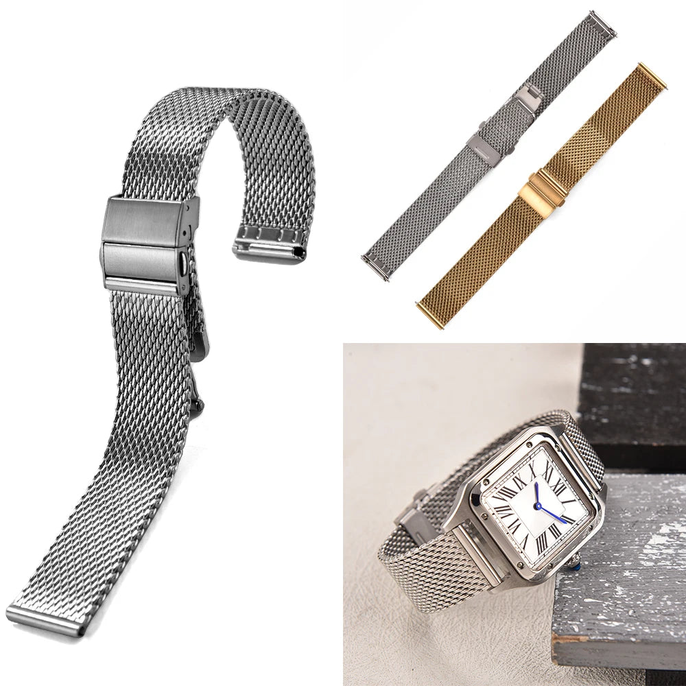 18mm 20mm 22mm Quick Release Mesh Milanese Loop Watch Band Stainless Steel Watch Strap Metal Strap Folding Buckle Wristbands