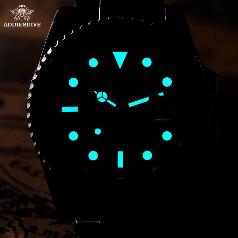 ADDIESDIVE Men's Dive Watch 200m Water Resistance BGW9 Super Luminous Ceramic Bezel Stylish Men's Stainless Steel Quartz Watch