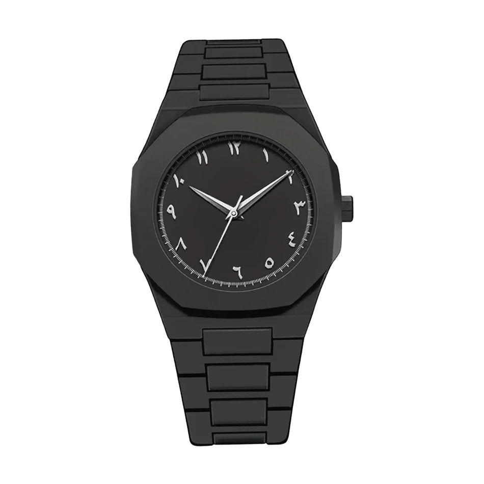 PINTIME New High-End Watches Black Quartz Watch Men's Trend Graffiti Art Quartz Watches Minimalist Business PC Strap