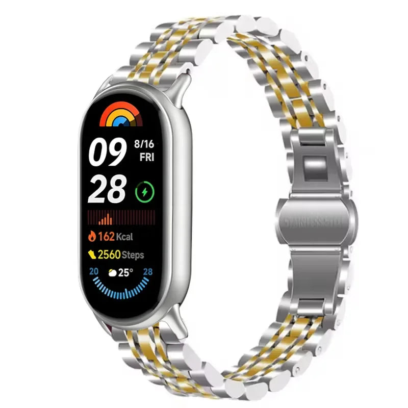 Metal Strap for Xiaomi Mi Band 10/9/8 Stainless Steel Watch Strap Correa for Miband 8/9/10 Replacement Wristband Bracelet Correa