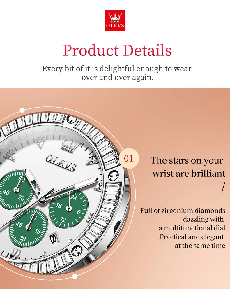 OLEVS Analog Quartz Watch for Women Leather Strap Waterproof Luxury Elegant Ladies' Watches Business Luxury Ladies Wristwatch