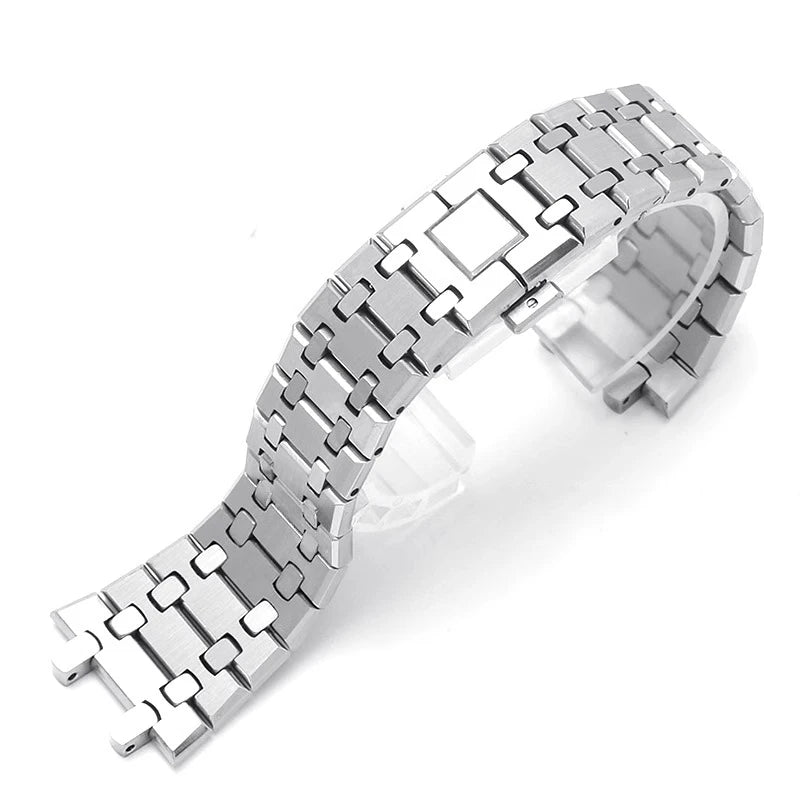 Solid Stainless Steel Watch Band For AP 15400 Audemars Piguet Royal Oak GA2100 2110 Strap Men 26mm Silver Waterproof Bracelet
