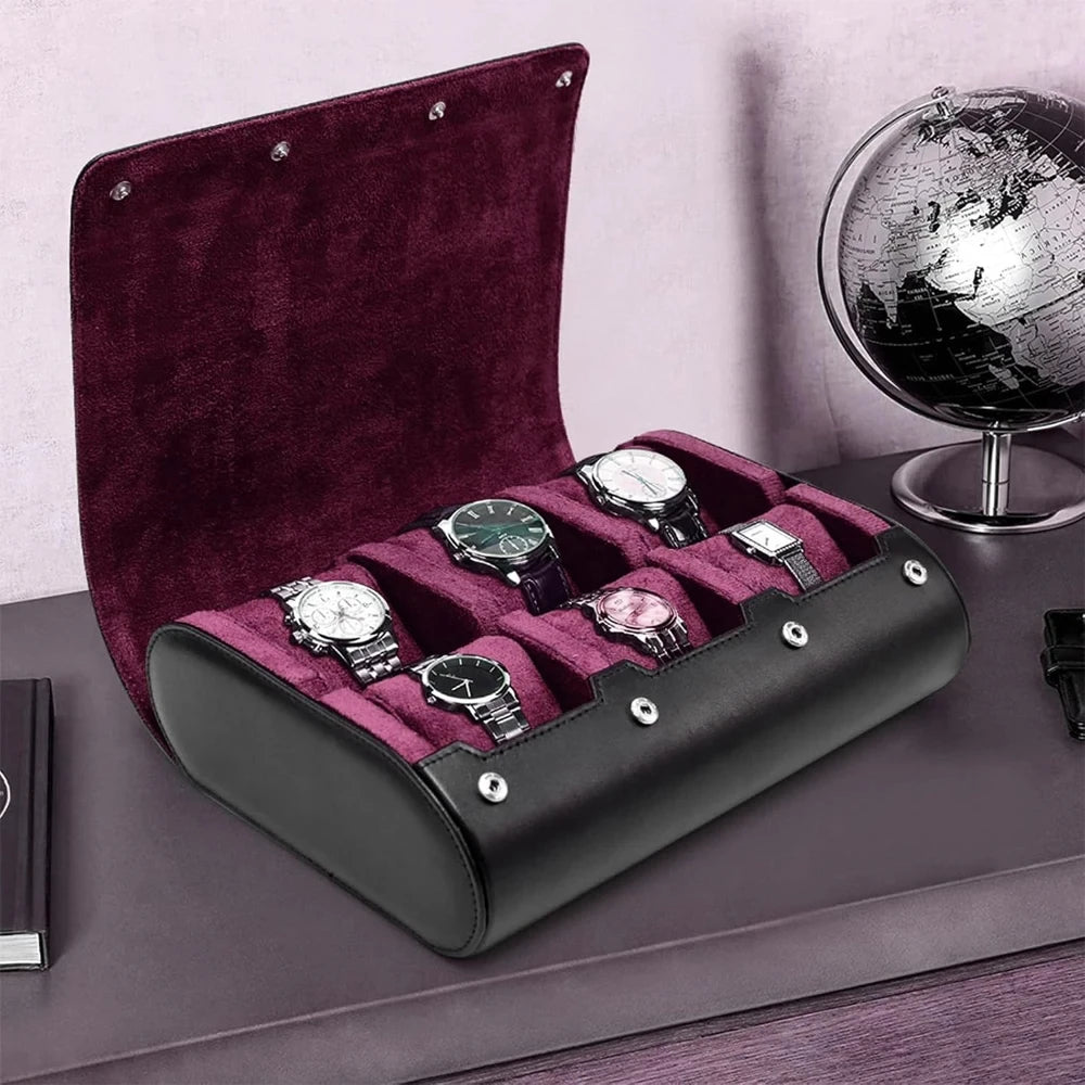 Watch Travel Case - for Men - for Women -New Watch Roll Travel Case Organizer Display - Watch Case - 6 Slots Watch Box Organizer