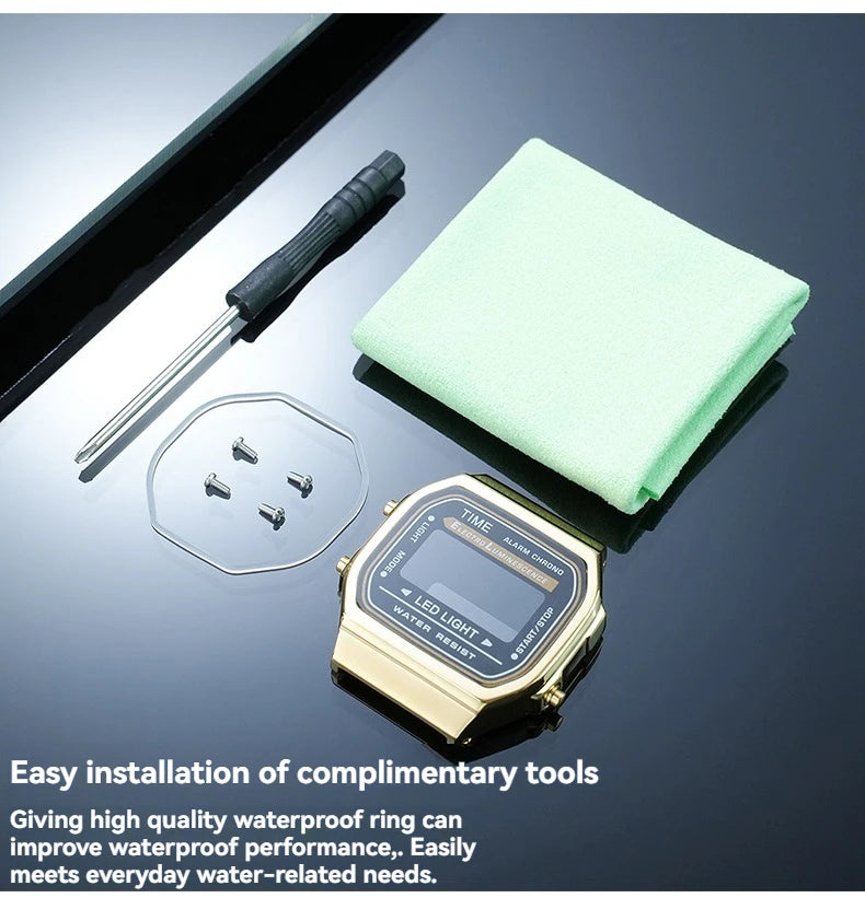 A168 case mod kit Stainless steel metal Bezel watch Case+Strap For Casio A168WG/WA/WGG/WEHA Series Modified Suit watchband+Tool