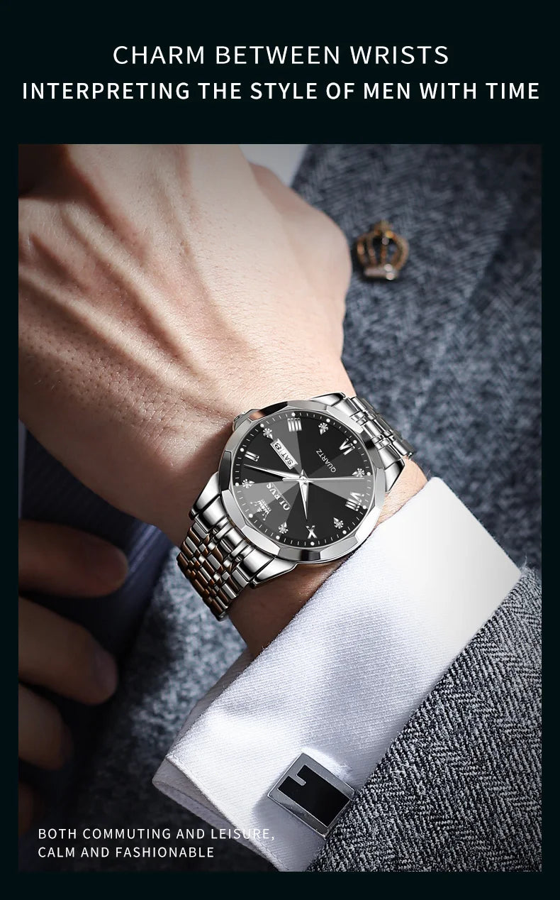OLEVS Brand 9931 New Quartz Stainless Steel Strap Man Wristwatch Retro Hot Style Great Quality Fashion Waterproof Watch for Men