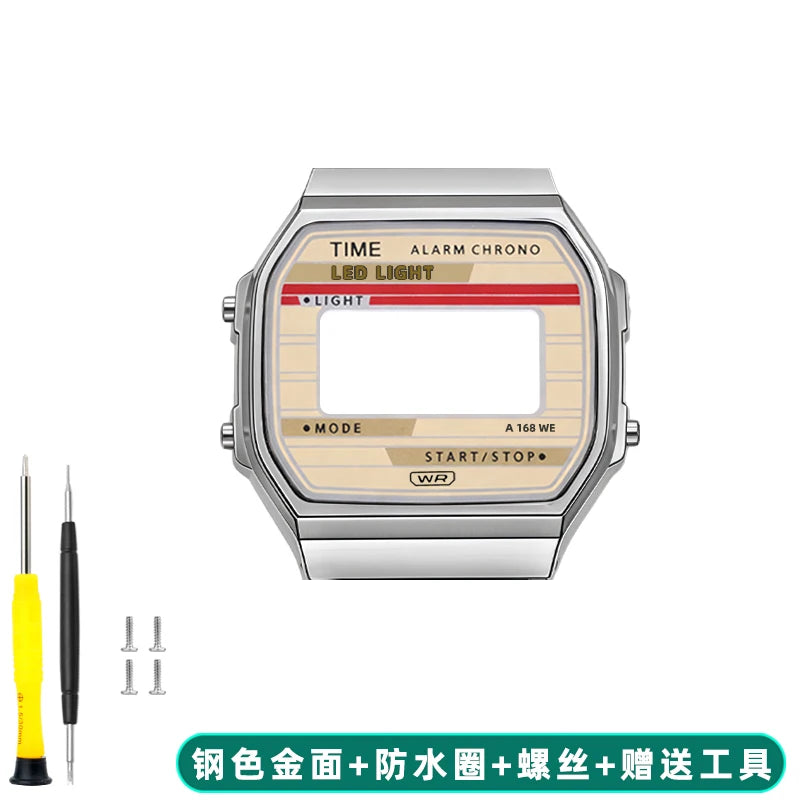 A168 case mod kit Stainless steel metal Bezel watch Case+Strap For Casio A168WG/WA/WGG/WEHA Series Modified Suit watchband+Tool