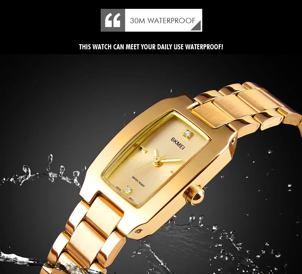 SKMEI 1400 Ladies Casual Dress Luxury Silver Ladies Rhinestone Waterproof Relogio Feminino Quartz Watch Fashion Thin Watches