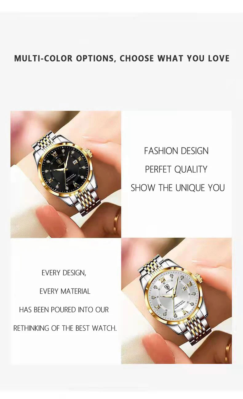 POEDAGAR Casual Wrist Watch For Women Luxury Waterproof Luminous Date Ladies Watch Stainless Steel Quartz Women Watch Gold reloj
