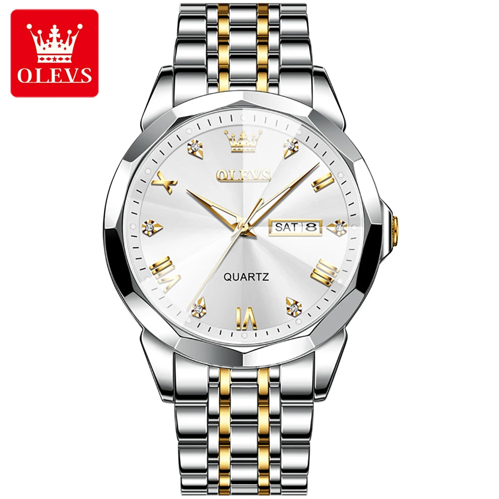 OLEVS Brand 9931 New Quartz Stainless Steel Strap Man Wristwatch Retro Hot Style Great Quality Fashion Waterproof Watch for Men