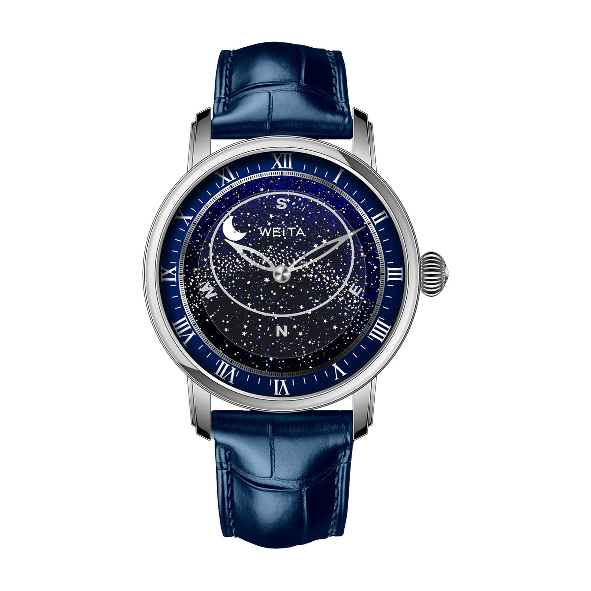 OBLVLO Men's Starry Sky Automatic Mechanical Watch Classic Leather Strap 316 Stainless Steel Simple Fashion Watch WT003