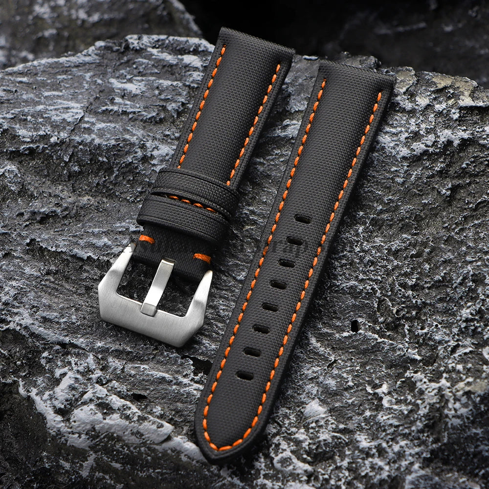 Premium Sailcloth Canvas Watch Strap for Seiko for Panerai for Blancpain 20mm 22mm 24mm Watch Band Black Blue Nylon Men Bracelet