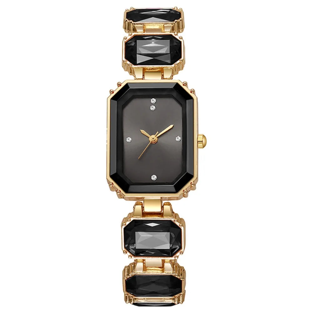 Fashion Rhinestone Quartz Watches Diamond Studded Watch Strap with Adjustable Bracelet Women Wristwatch Square Shaped Watch Gift