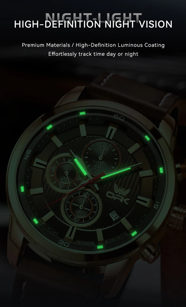OPK 6083 Classic Quartz Watch for Men Waterproof Sport Men's Watches Fashion Leather Strap Luminous Business Male Wristwatches