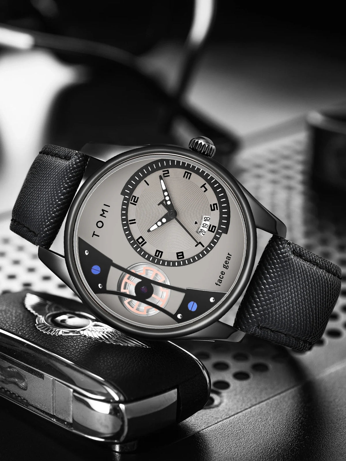TOMI Set Gift Box for Men's Minimalist Business Quartz Watch Luxury Versatile Double Strap Detachable Watch Festival Gift
