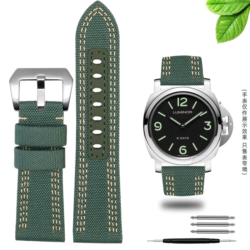 For Panerai Watch Strap Pam00984 00985 PAM111 PAM441 Stealth Nylon leather sole Bracelet Accessory 24 26mm large size  for men
