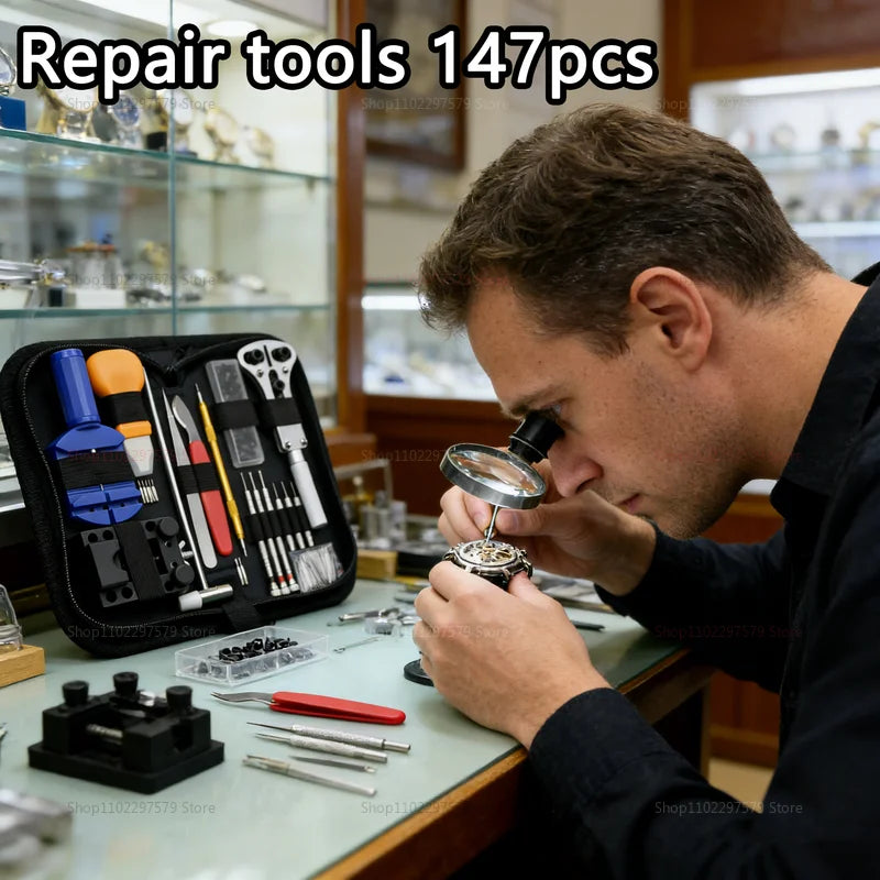 147pcs Watch Repair Kit Professional Watchmaker Tools Set Case Opener Watch Repair Tools for Clock Maintenance and Adjustment