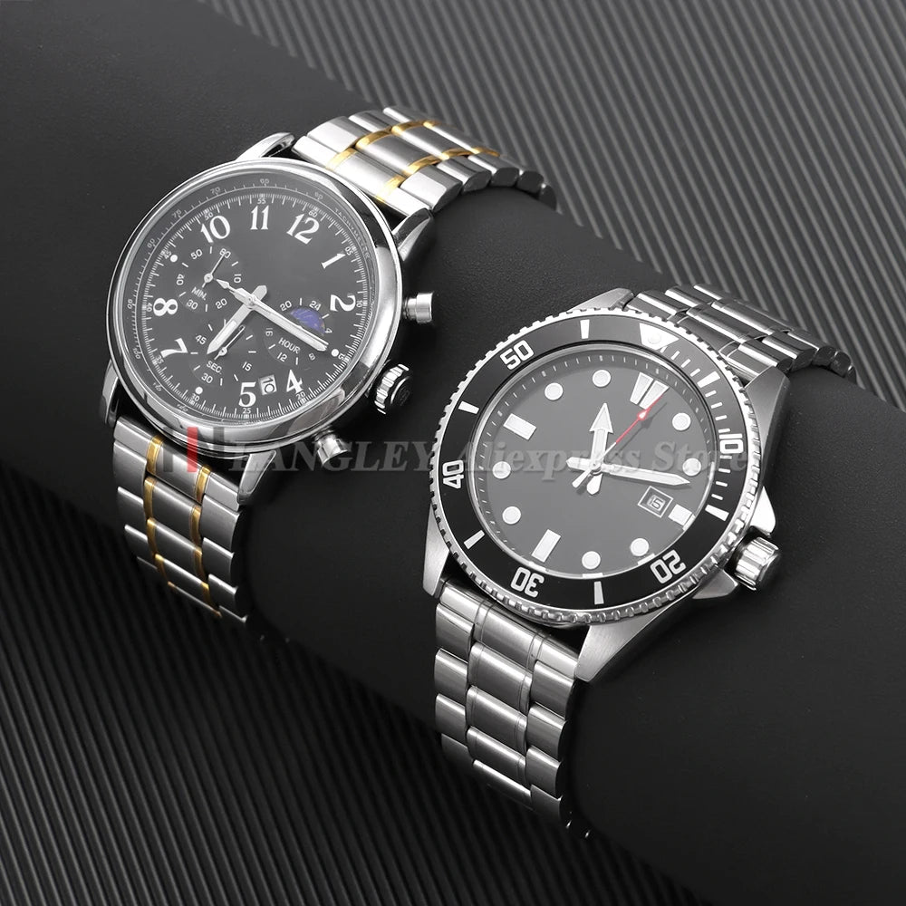 Stainless Steel Watchband 12mm 14mm 16mm 18mm 20mm 22mm 24mm Metal Watch Strap Lock Buckle Adjustable Wrist Bracelet Replacement