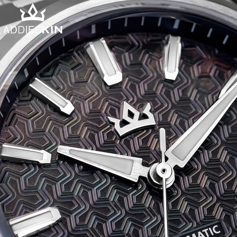 Addieskin K014 Luxury Men Automatic Watch ST2130 Mechanical Movement 40mm 316L Steel Case Cameo Shell Carved Dial 200m Waterproo