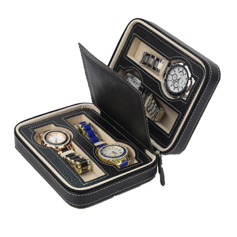 2/4/6/8/10/12 Slots Watch Suitcase Organizer Portable Zipper Watch Case Bracelets Men's and Women's Multifunctional Display Box
