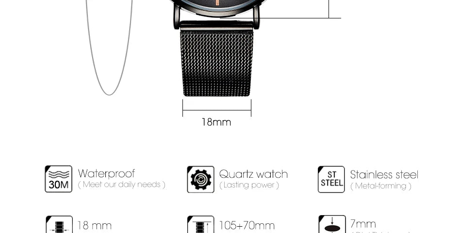 Shengke Fashion Black Watch For Women Classic Relogio Feminino Ultra Thin Quartz Watch Woman Adjustable Mesh Strap Montre Femme