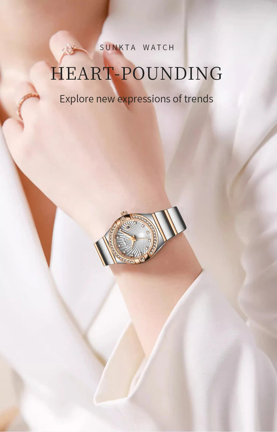 Sunkta Woman Watch LIGE Fashion Luxury Elegant Retro Diamond Simple Stainless Waterproof Casual Calendar Quartz Women's Watches