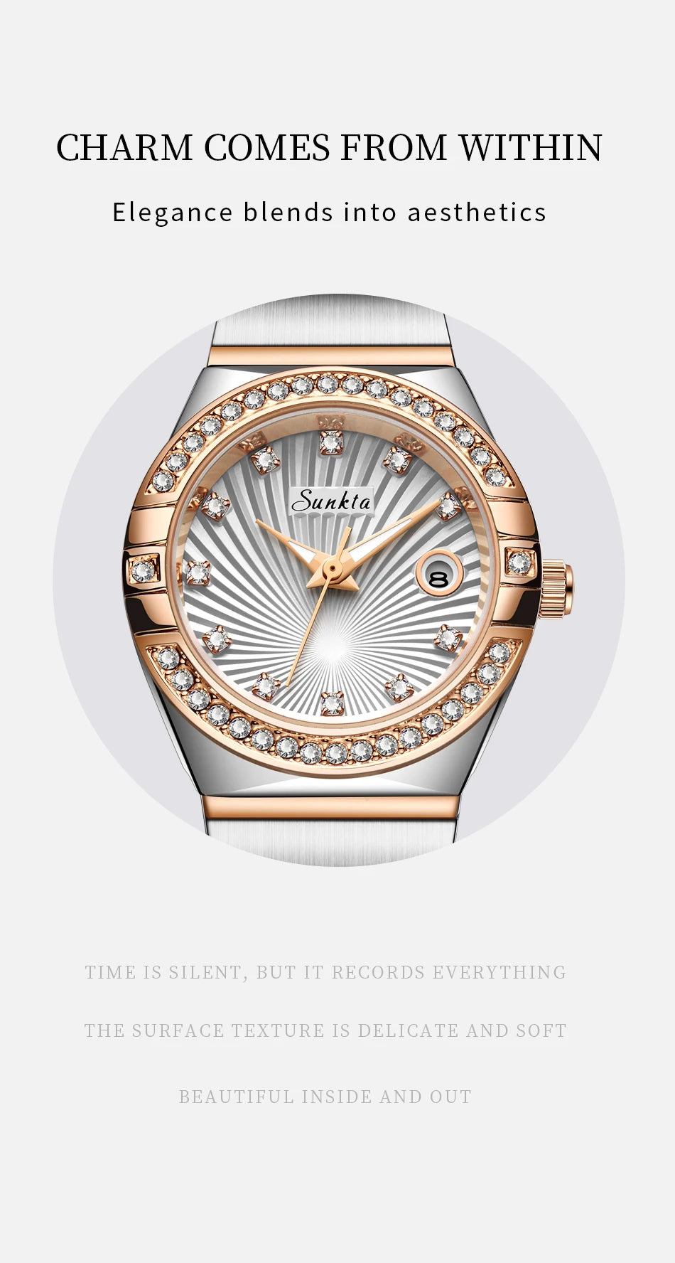 Sunkta Woman Watch LIGE Fashion Luxury Elegant Retro Diamond Simple Stainless Waterproof Casual Calendar Quartz Women's Watches