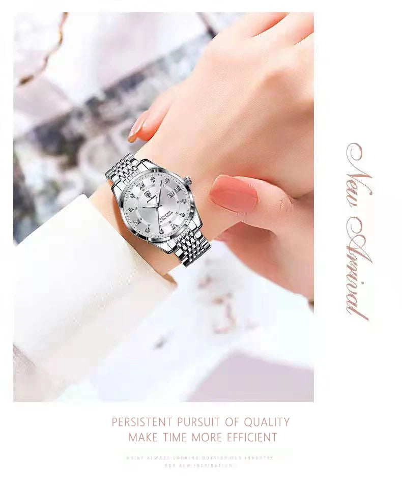 POEDAGAR Casual Wrist Watch For Women Luxury Waterproof Luminous Date Ladies Watch Stainless Steel Quartz Women Watch Gold reloj
