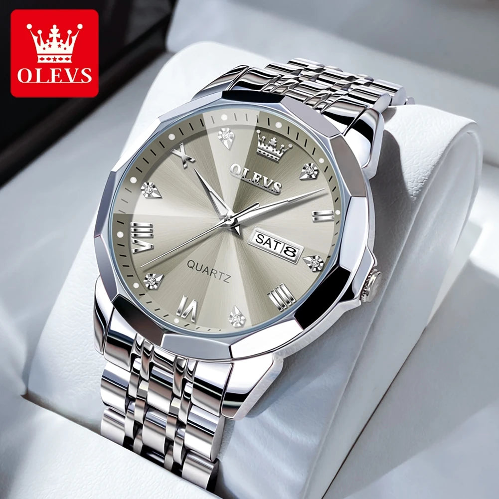 OLEVS Brand 9931 New Quartz Stainless Steel Strap Man Wristwatch Retro Hot Style Great Quality Fashion Waterproof Watch for Men