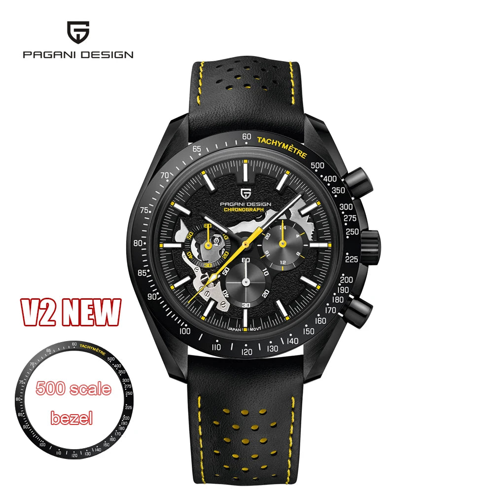 2026men's watches top Pagani design brand quartz men's watches VK63 sports chronograph sapphire leather strap relógios masculino